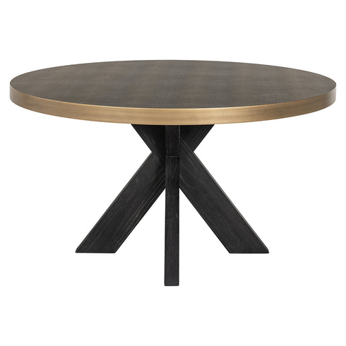 Ville Shargreen Black & Brass Frame Circle 4 Seater Dining Table